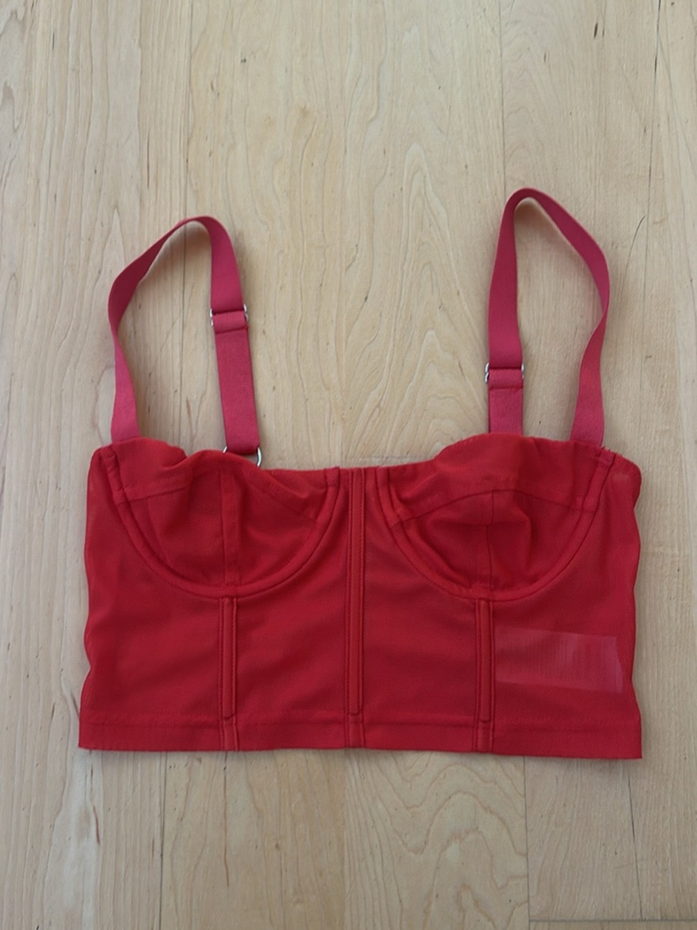 Edikted Red Bustier Crop Top with Adjustable Straps